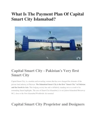 What Is The Payment Plan Of Capital Smart City Islamabad