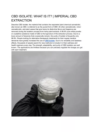 cbd isolate what is it imperial cbd extraction