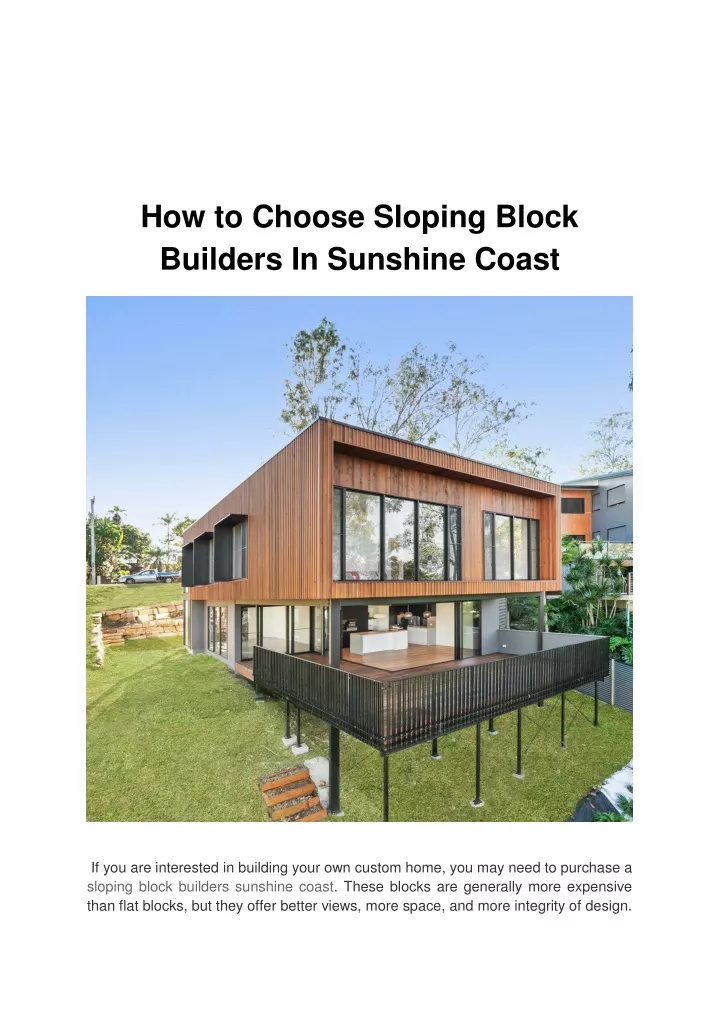 how to choose sloping block builders in sunshine