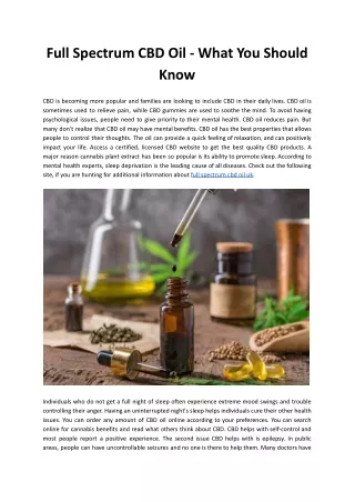 Full Spectrum CBD Oil - What You Should Know