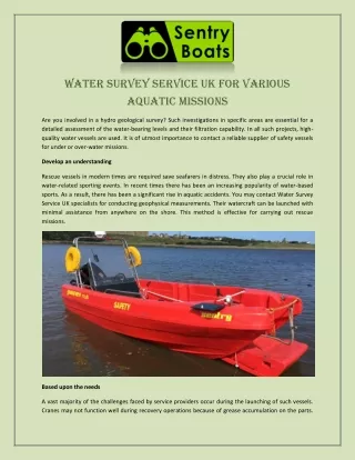 Water Survey Service UK for Various Aquatic Missions
