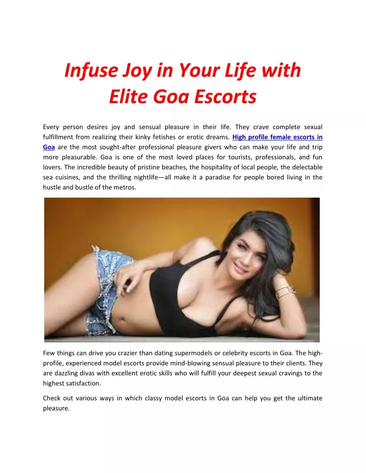 infuse joy in your life with elite goa escorts