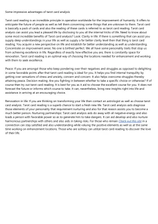 some impressive advantages of tarot card analysis