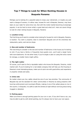 top 7 things to look for when renting houses in