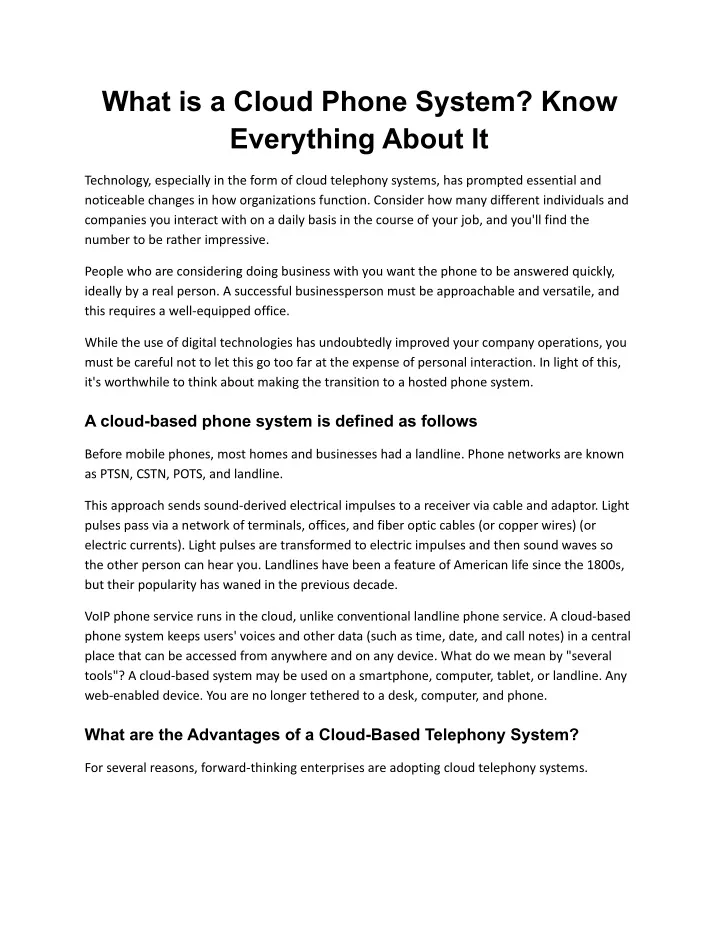 what is a cloud phone system know everything