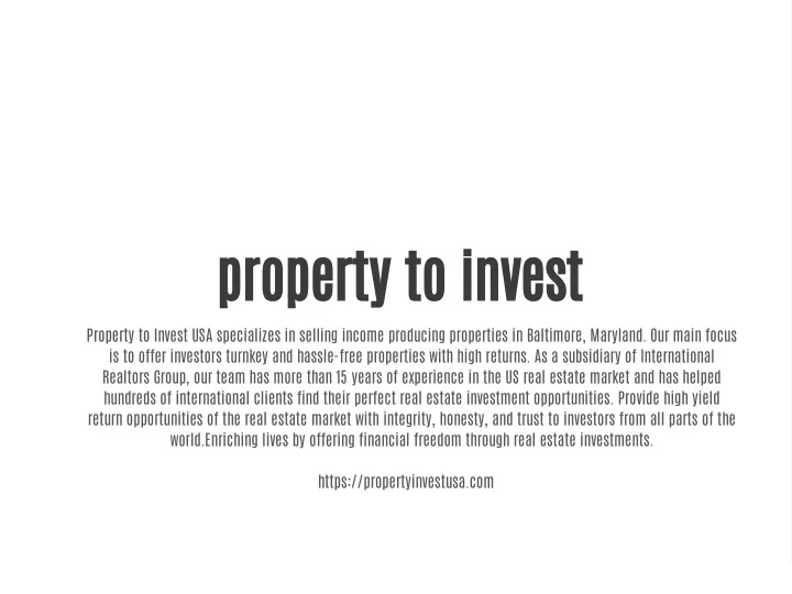 property to invest property to invest