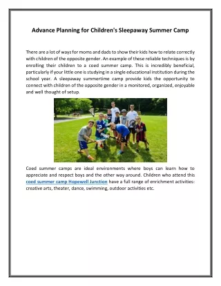 Advance Planning for Children's Sleepaway Summer Camp