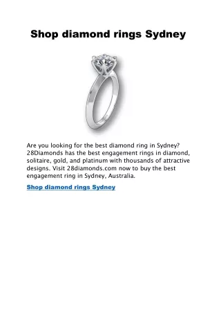Shop diamond rings Sydney