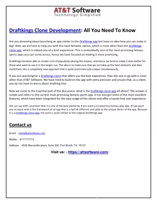 Attsoftware Draftkings Clone Development