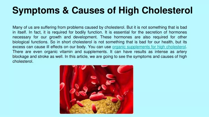 symptoms causes of high cholesterol