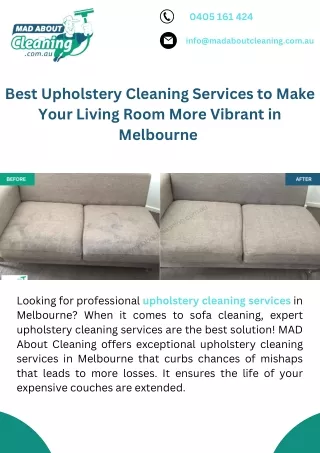 Best Upholstery Cleaning Services to Make Your Living Room More Vibrant in Melbourne
