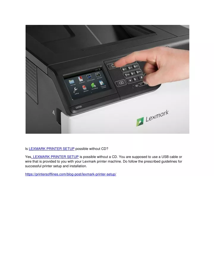 is lexmark printer setup possible without cd