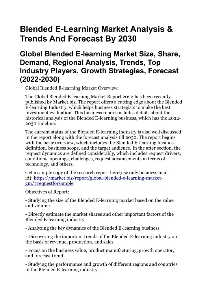 blended e learning market analysis trends