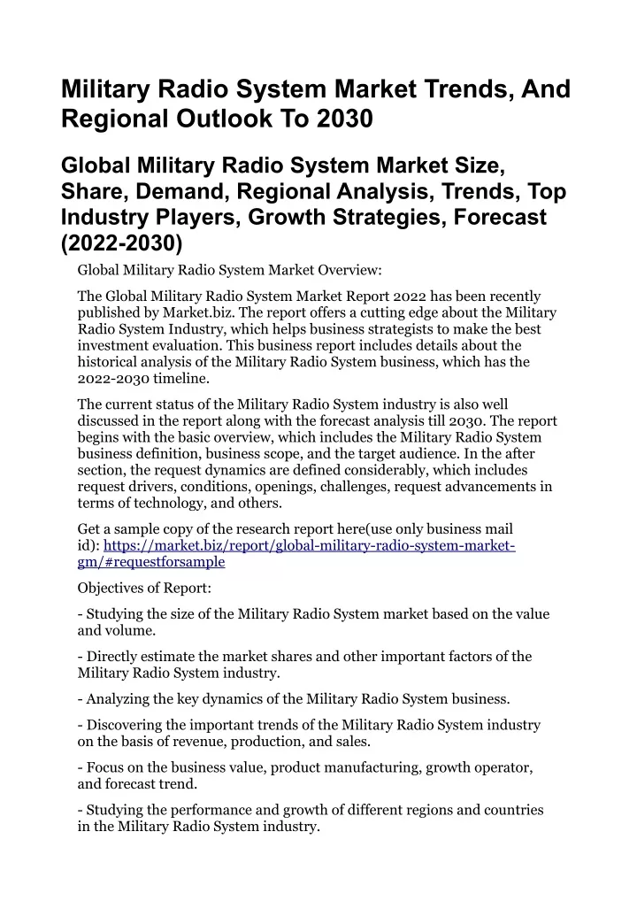 military radio system market trends and regional