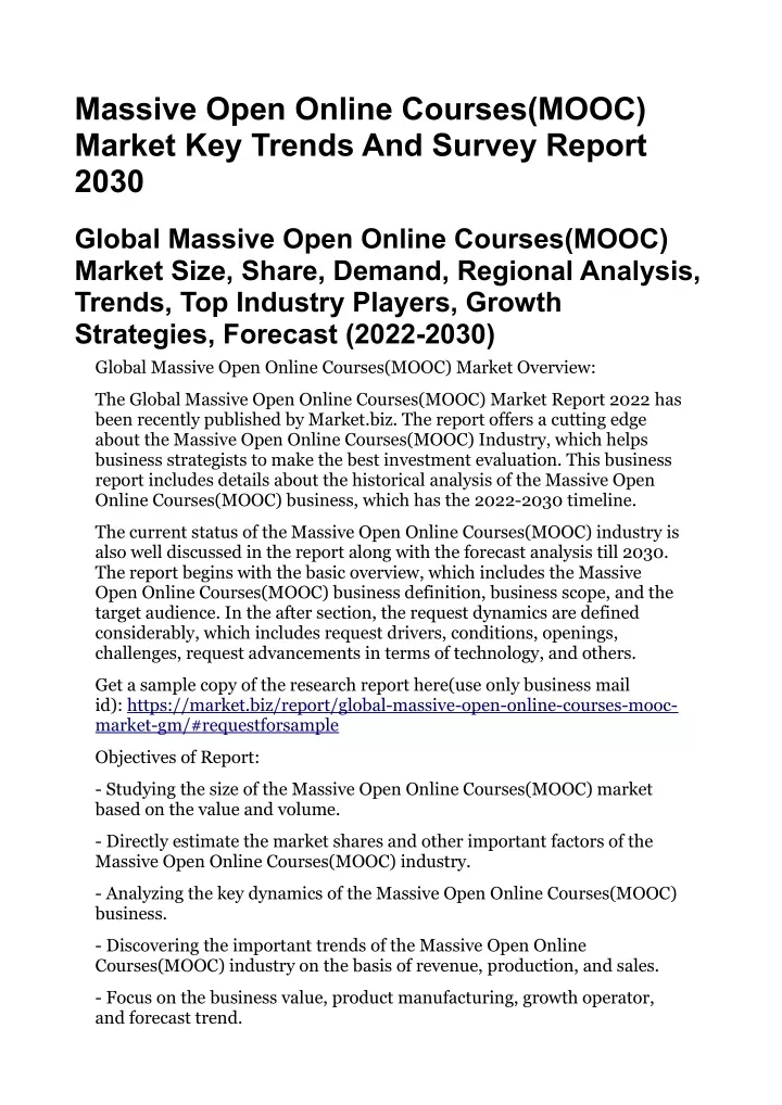 massive open online courses mooc market