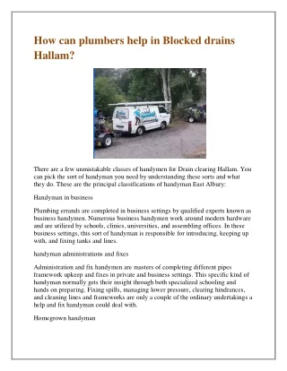 how can plumbers help in blocked drains hallam