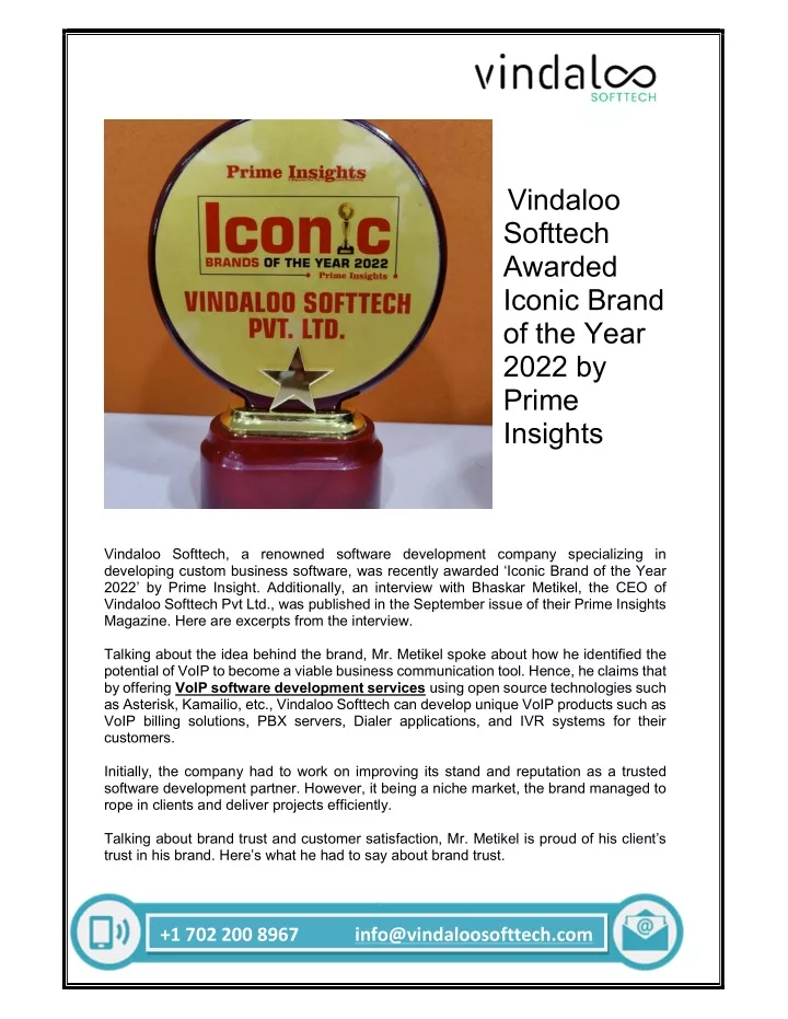 vindaloo softtech awarded iconic brand