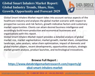 Global Smart Inhalers Market Growth, Advertising Trends 2022, Industry challenge