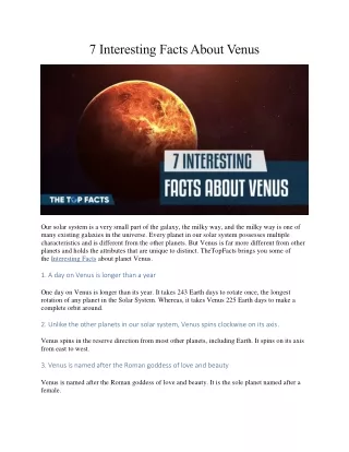 7 Interesting Facts About Venus