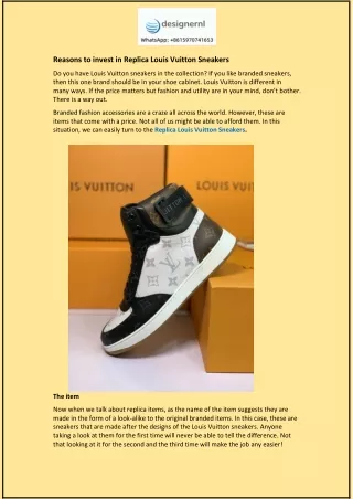 Reasons to invest in Replica Louis Vuitton Sneakers