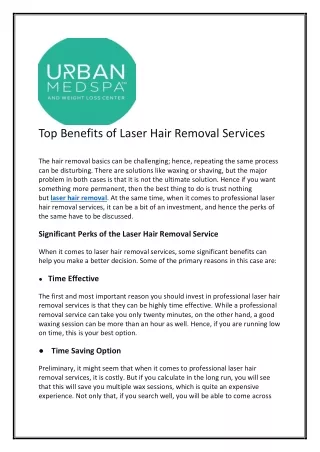 Top Benefits of laser hair removal service