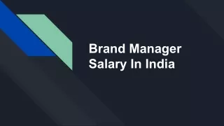 Brand Manager Salary In India