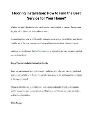 Flooring Installation_ How to Find the Best Service for Your Home_