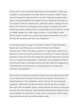 energy tec is a structural steel fabrication