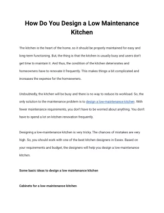 How Do You Design a Low Maintenance Kitchen