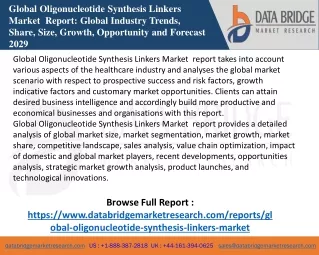 Global Oligonucleotide Synthesis Linkers Market Growing Popularity and Emerging