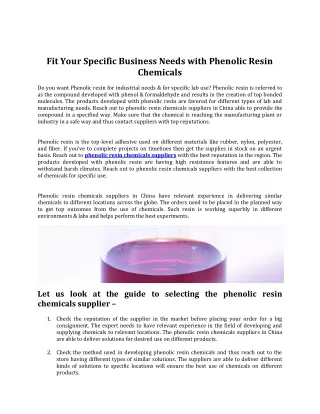 phenolic resin chemicals suppliers China