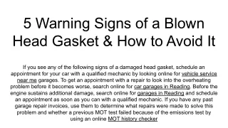 5 warning signs of a blown head gasket