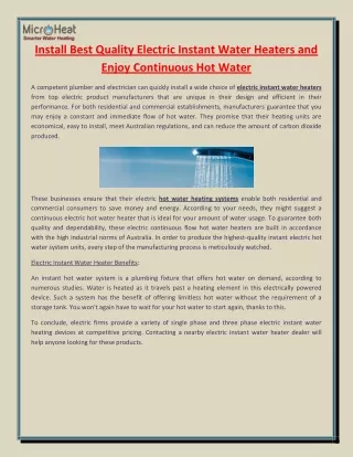 install best quality electric instant water
