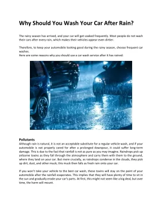 Why Should You Wash Your Car After Rain?