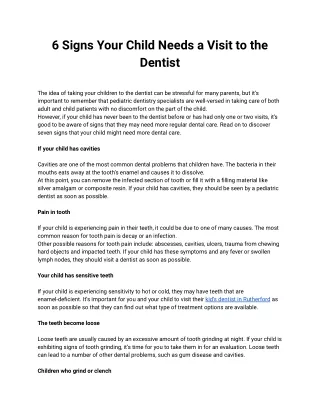 6 Signs Your Child Needs a Visit to the Dentist
