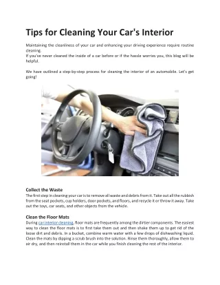 Tips for Cleaning Your Car's Interior