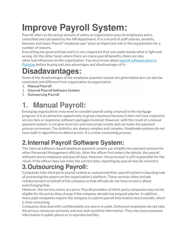improve payroll system payroll refers