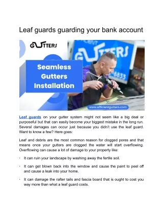leaf guards guarding your bank account