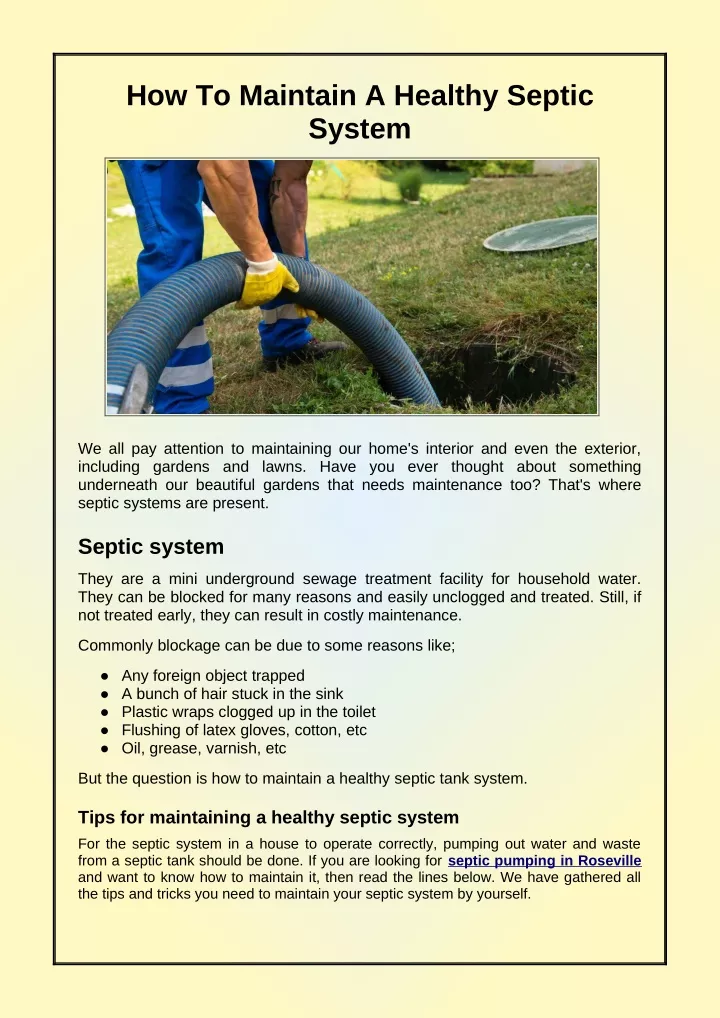 how to maintain a healthy septic system