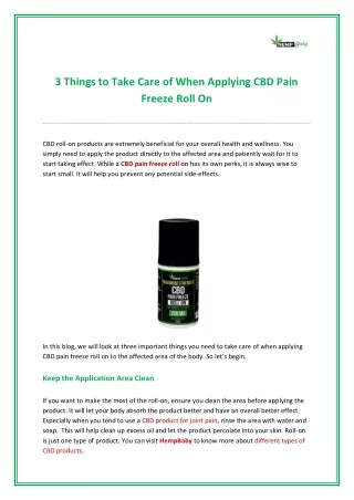 3 Things to Take Care of When Applying CBD Pain Freeze Roll On