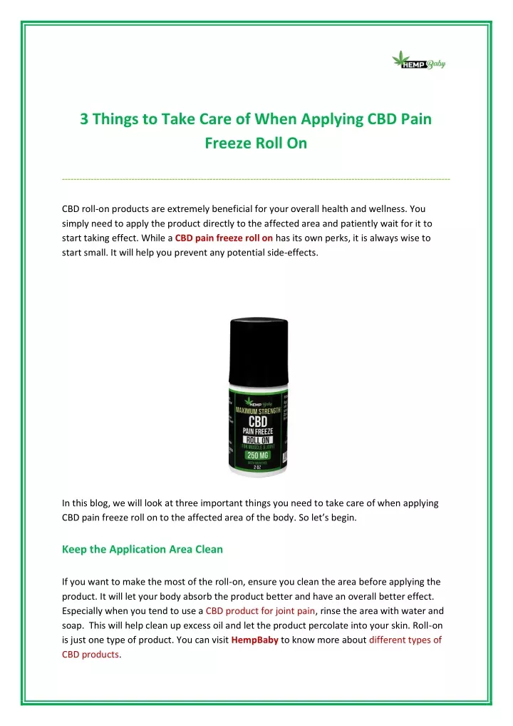 3 things to take care of when applying cbd pain