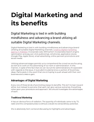 Digital Marketing and its benefits