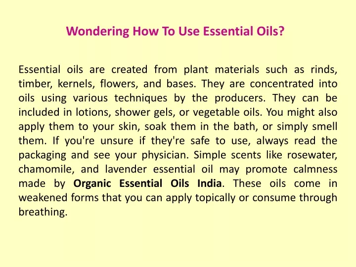 wondering how to use essential oils