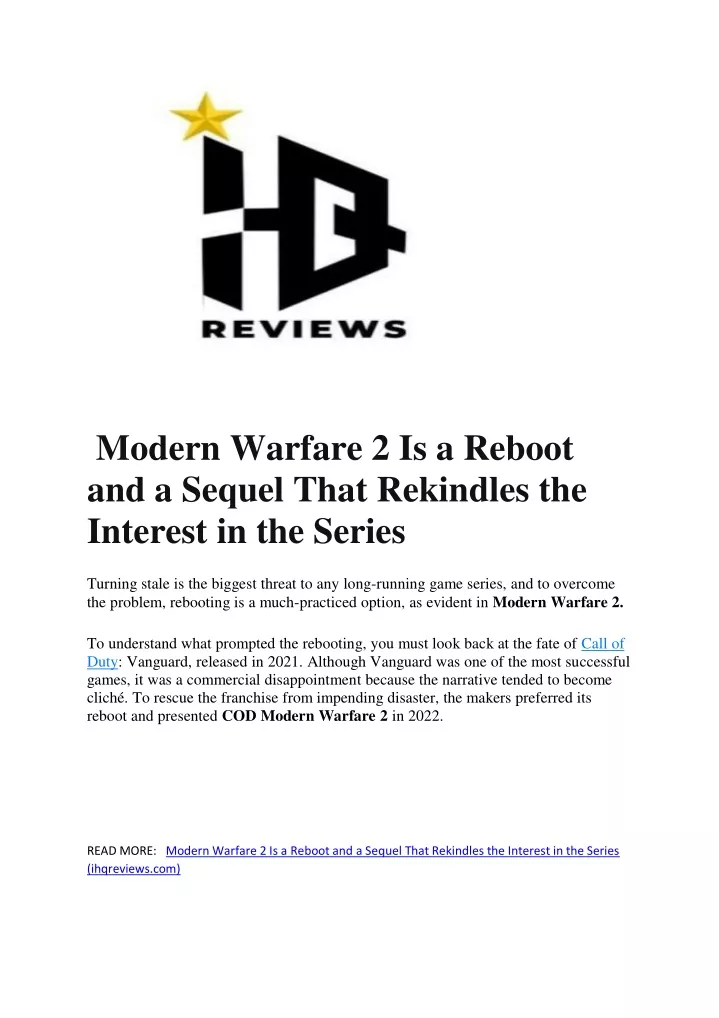 modern warfare 2 is a reboot and a sequel that