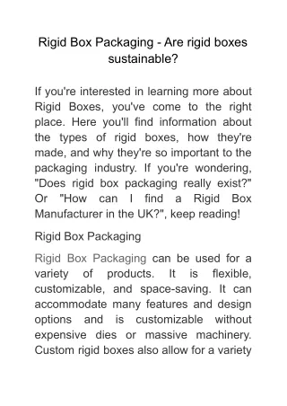 rigid box packaging are rigid boxes sustainable