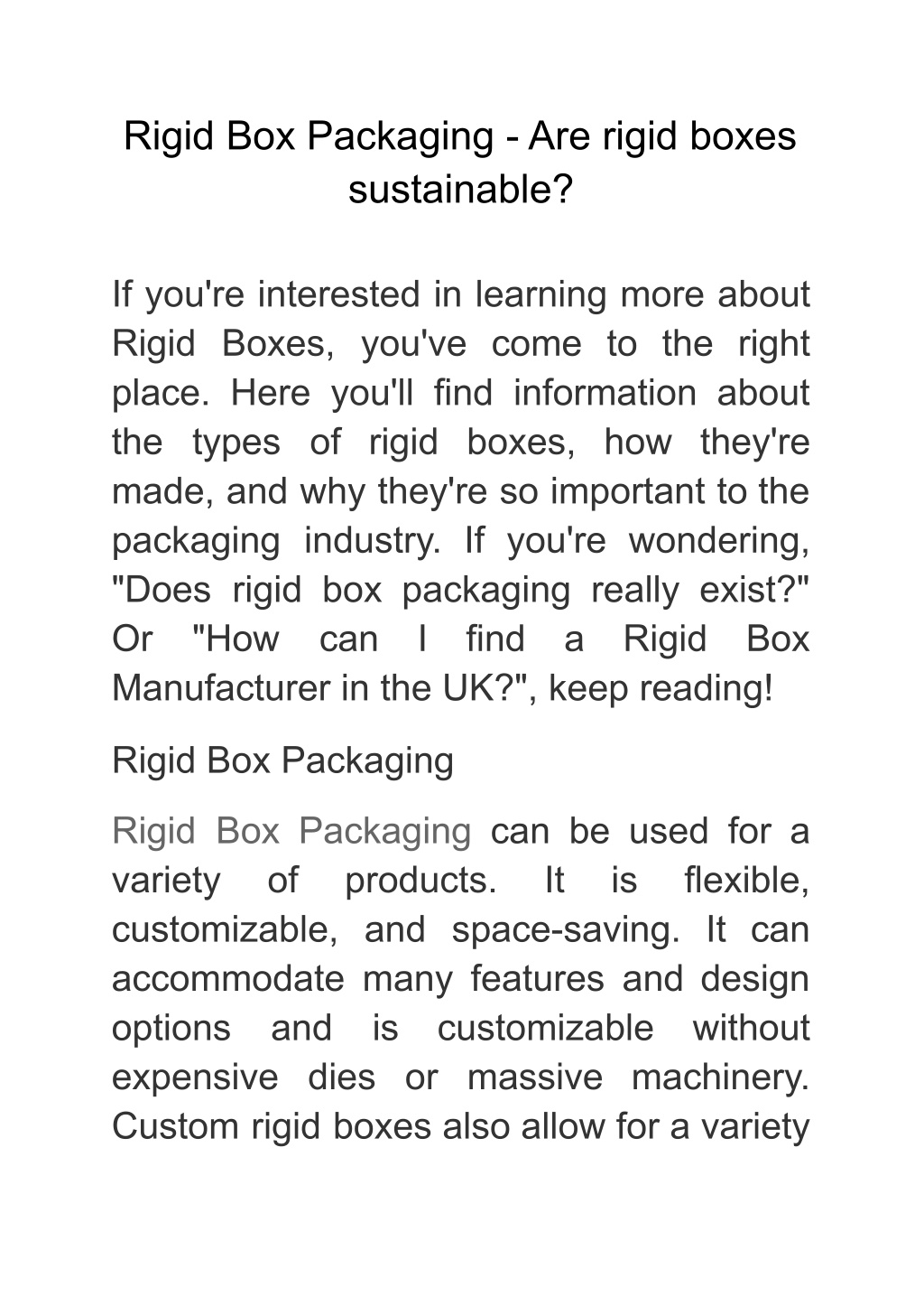 Display Rigid Box PPT - Rigid Box Packaging - Are rigid boxes sustainable PowerPoint ...