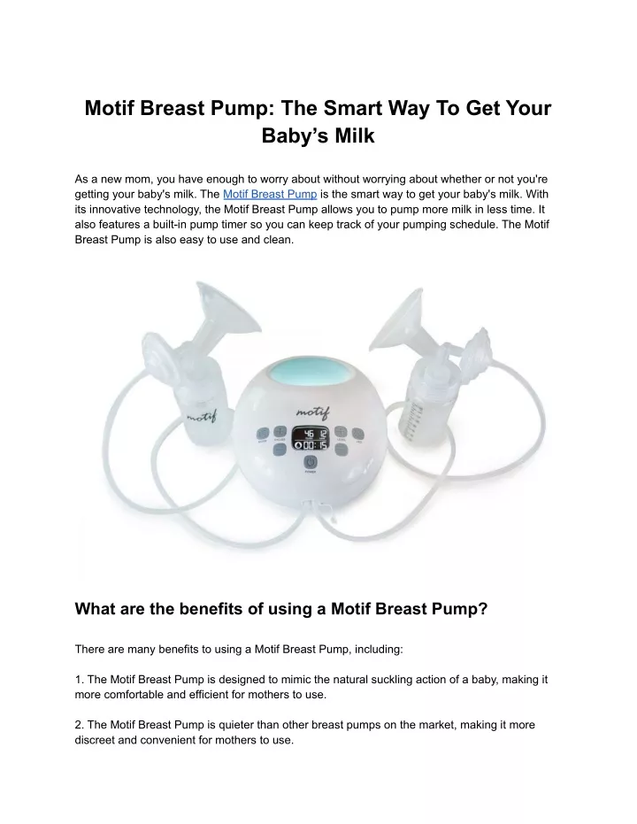 motif breast pump the smart way to get your baby