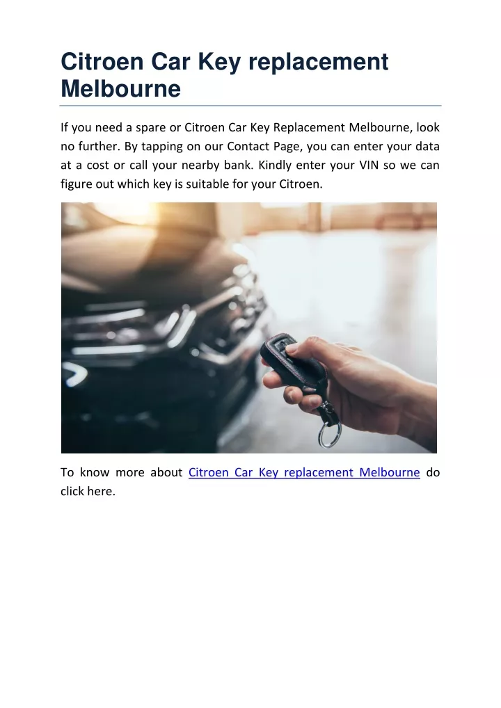 citroen car key replacement melbourne