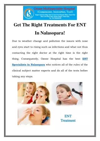 ENT Specialists in Nalasopara Call-7428094028