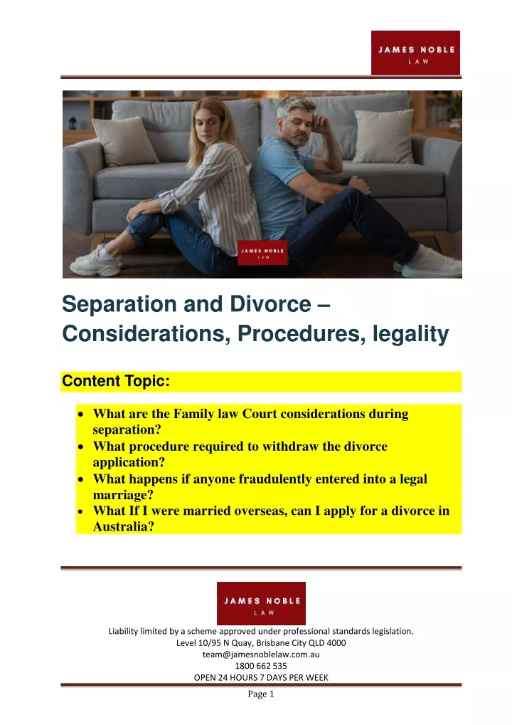 separation and divorce considerations procedures